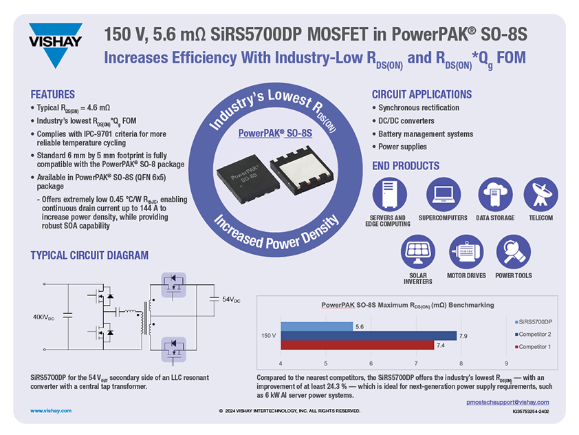 PowerPAK® SO-8S 中150V,5.6mΩ SiRS5700DP MOSFET.png